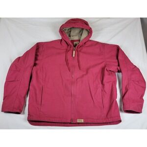 Berne Womens XL Raspberry Pink Sherpa Lined Hooded Canvas Work Jacket WHJ41RNY